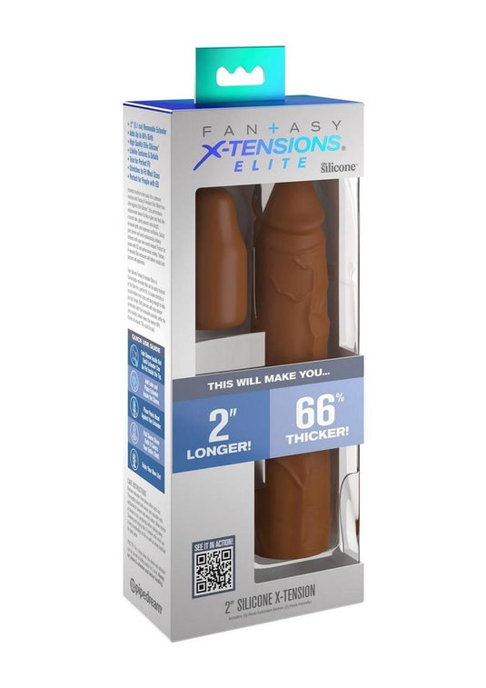 Fantasy X-Tensions Elite Silicone 8in Sleeve with 2in Plug - Caramel