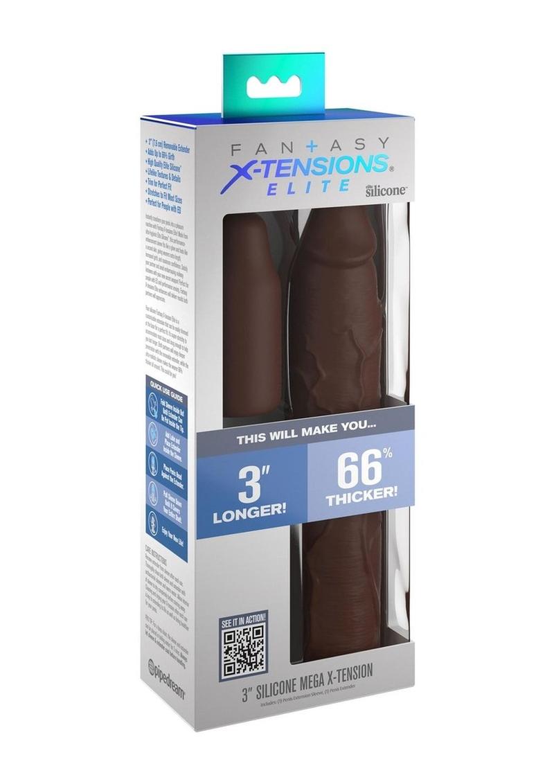 Load image into Gallery viewer, Fantasy X-Tensions Elite Silicone 9in Sleeve with 3in Plug - Chocolate
