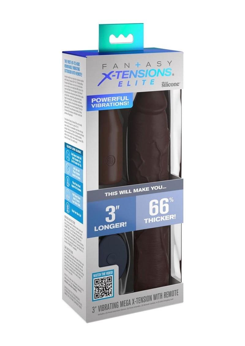 Load image into Gallery viewer, Fantasy X-Tensions Elite Silicone Vibrating 9in Sleeve with 3in Plug and Remote - Chocolate
