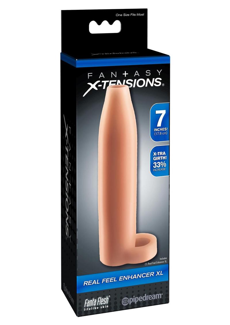 Load image into Gallery viewer, Fantasy X-Tensions Real Feel Enhancer XL Girth Enhancement Sleeve - Vanilla - XLarge - 7in
