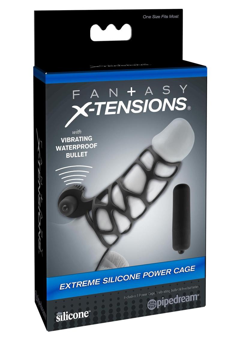 Load image into Gallery viewer, Fantasy X-Tensions Silicone Extreme Power Vibrating Cock Cage - Black
