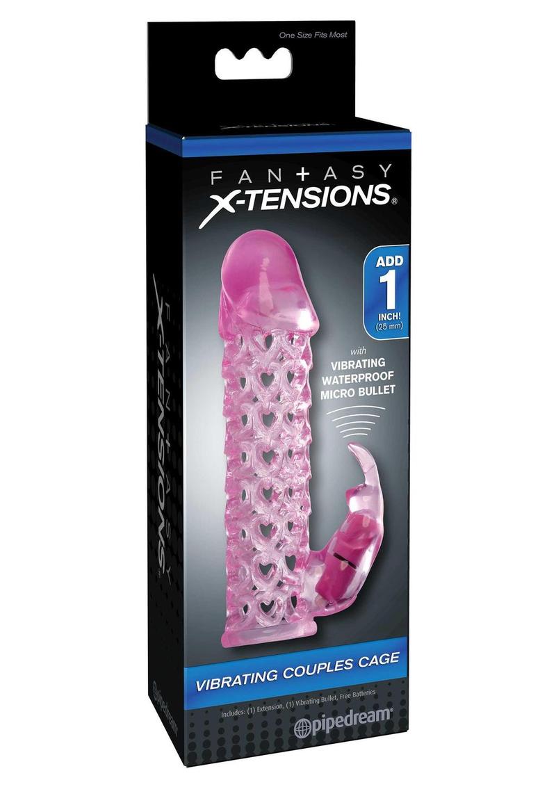 Load image into Gallery viewer, Fantasy X-Tensions Vibrating Couples Cock Cage Waterproof - Pink - 6.25in
