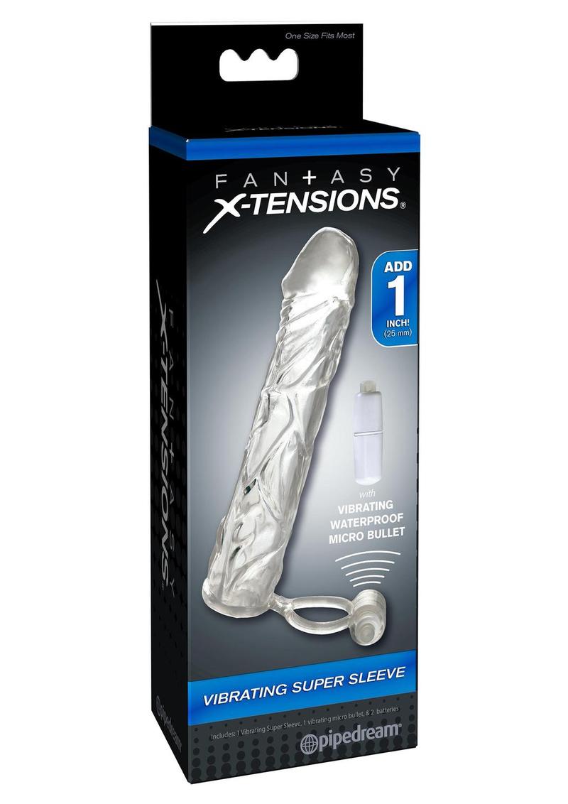 Load image into Gallery viewer, Fantasy X-Tensions Vibrating Super Sleeve Extension Waterproof - Clear - 6.1in
