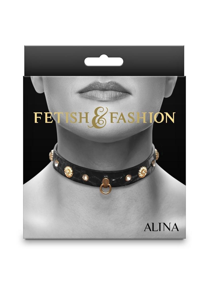 Load image into Gallery viewer, Fetish and Fashion Alina Collar - Black/Gold
