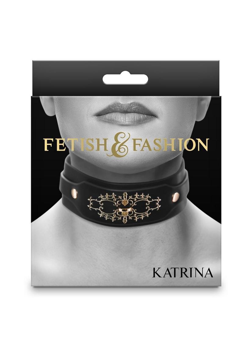 Load image into Gallery viewer, Fetish and Fashion Katrina Collar - Black/Gold
