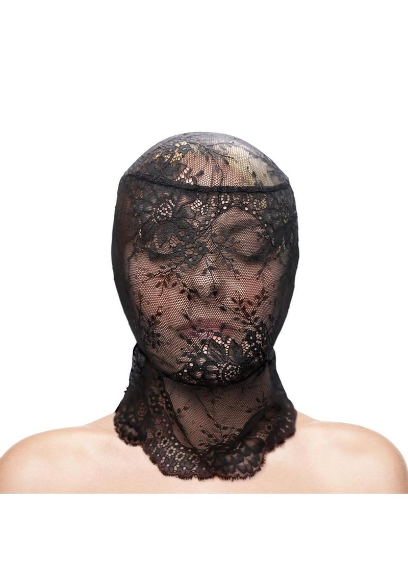 Load image into Gallery viewer, Fetish and Fashion Lace Hood - Black - One Size
