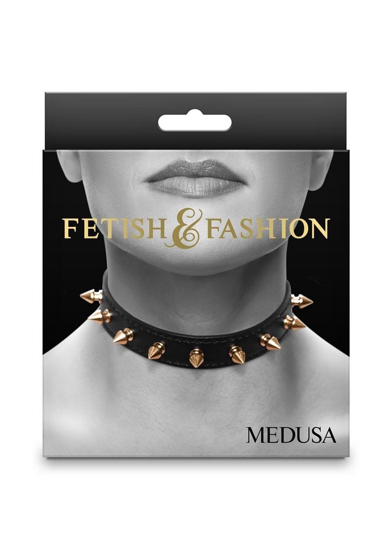 Load image into Gallery viewer, Fetish and Fashion Medusa Collar - Black/Gold
