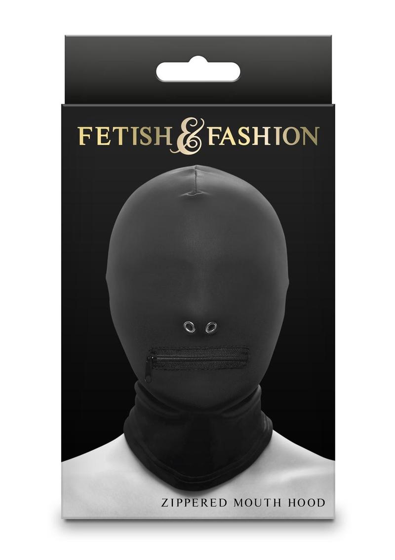 Load image into Gallery viewer, Fetish and Fashion Zippered Mouth Hood - Black - One Size
