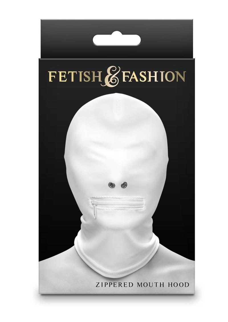 Load image into Gallery viewer, Fetish and Fashion Zippered Mouth Hood - White - One Size
