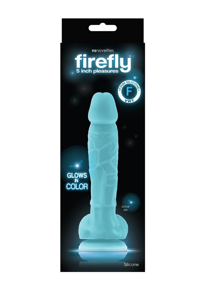 Load image into Gallery viewer, Firefly 5 Inch Pleasures Silicone Glow In The Dark Dildo - Blue/Glow In The Dark - 5in
