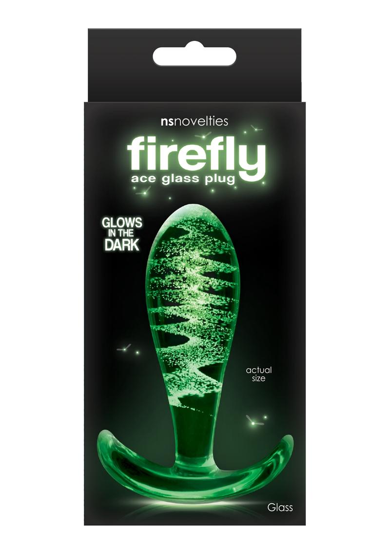 Load image into Gallery viewer, Firefly Ace I Glass Plug Butt Plug - Clear/Glow In The Dark - Small
