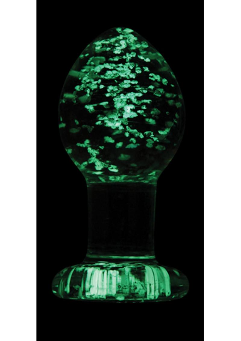 Load image into Gallery viewer, Firefly Glass Plug Butt Plug - Clear/Glow In The Dark - Medium
