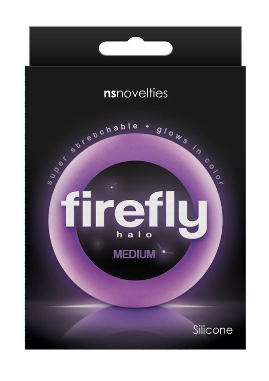 Firefly Halo Medium Silicone Cock Ring - Glow In The Dark/Purple - Medium