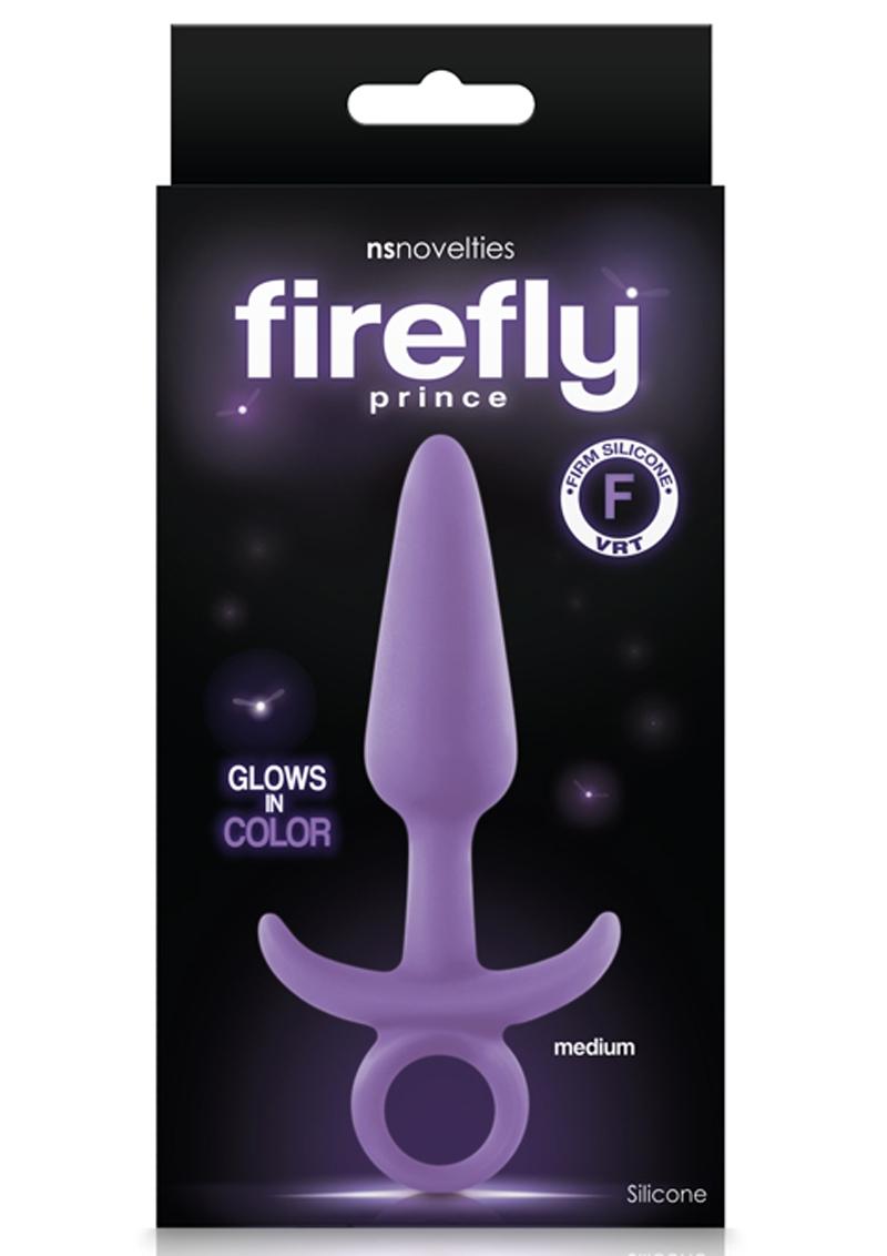 Load image into Gallery viewer, Firefly Prince Silicone Butt Plug - Glow In The Dark/Purple - Medium
