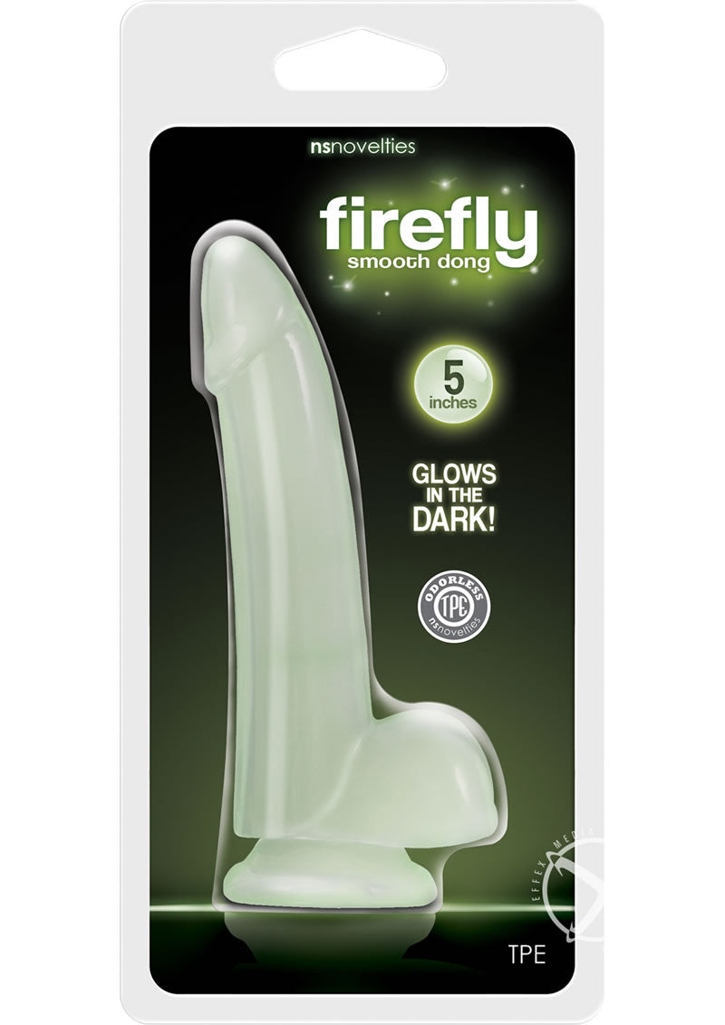 Load image into Gallery viewer, Firefly Smooth Dong Dildo - Clear/Glow In The Dark - 5in
