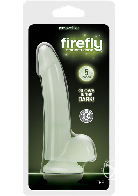 Firefly Smooth Dong Dildo - Clear/Glow In The Dark - 5in