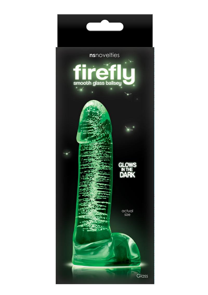 Load image into Gallery viewer, Firefly Smooth Glass Ballsey Dildo - Clear/Glow In The Dark
