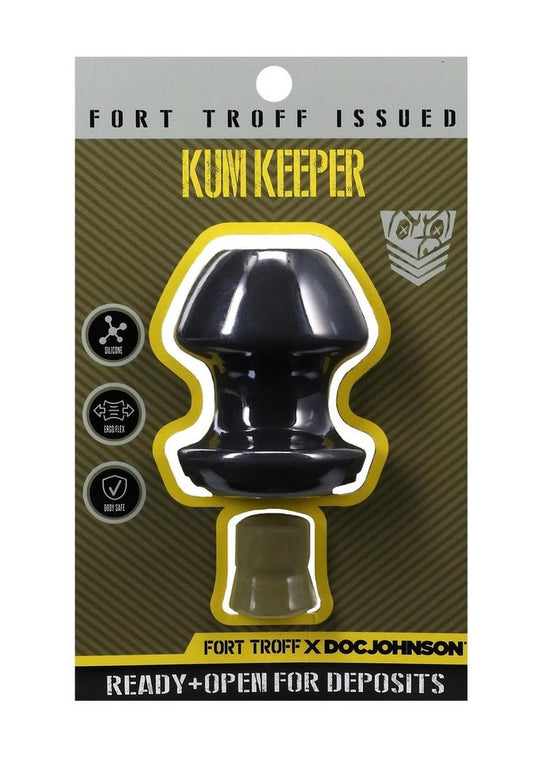 Fort Troff Kum Keeper Silicone Open End Anal Plug - Black - Medium