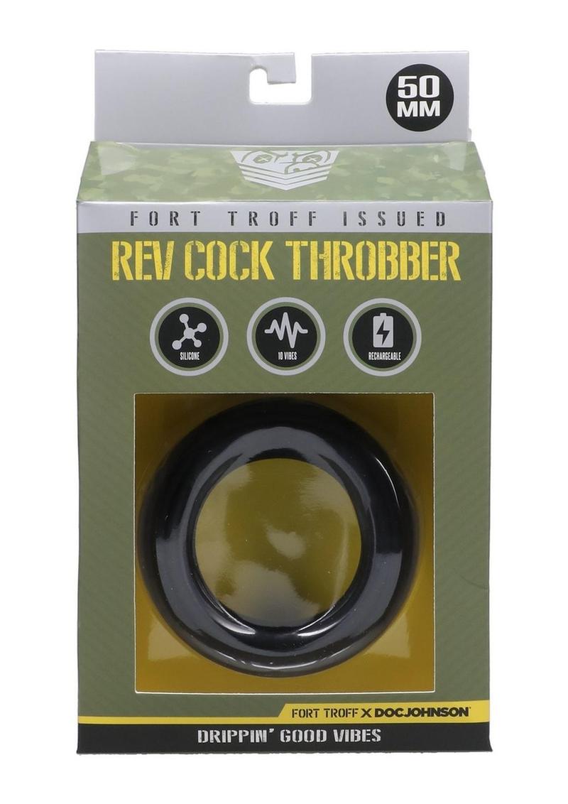 Load image into Gallery viewer, Fort Troff Rev Cock Throbber Rechargeable Silicone Cock Ring - Black - Large
