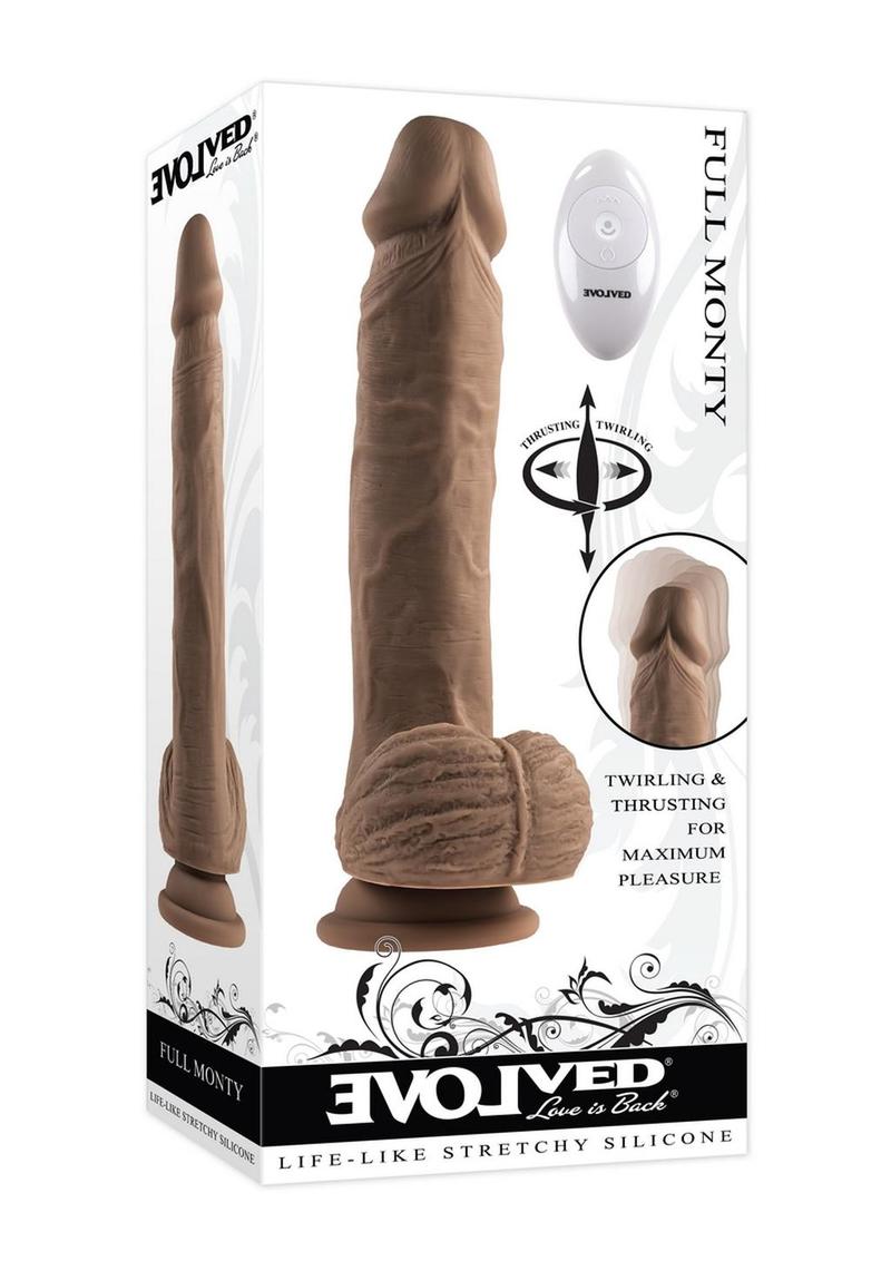 Load image into Gallery viewer, Full Monty Silicone Rechargeable Realistic Dildo with Remote - Chocolate - 9in
