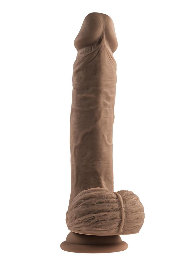 Load image into Gallery viewer, Full Monty Silicone Rechargeable Realistic Dildo with Remote - Chocolate - 9in
