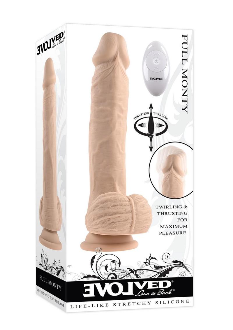 Load image into Gallery viewer, Full Monty Silicone Rechargeable Realistic Dildo with Remote - Vanilla - 9in
