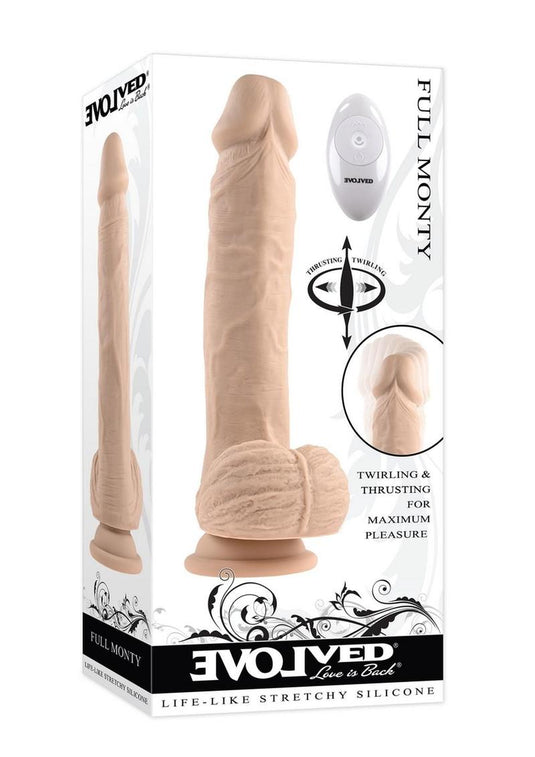 Full Monty Silicone Rechargeable Realistic Dildo with Remote - Vanilla - 9in