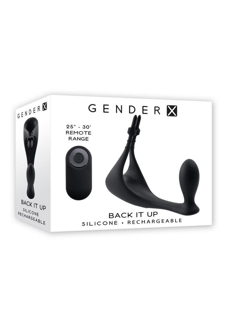 Load image into Gallery viewer, Gender X Back It Up Rechargeable Silicone Vibrating Butt Plug with Remote - Black
