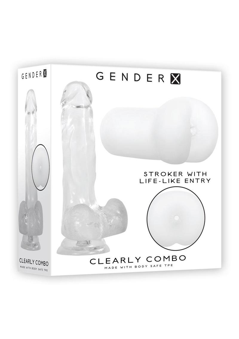 Load image into Gallery viewer, Gender X Clearly Combo Dildo and Stroker Kit - Clear - 2 Piece Set
