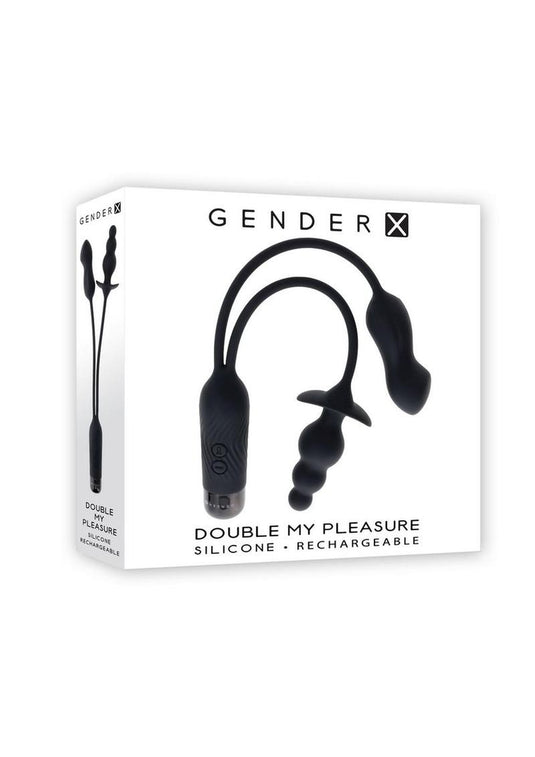 Gender X Double My Pleasure Rechargeable Silicone Dual Vibrator - Black