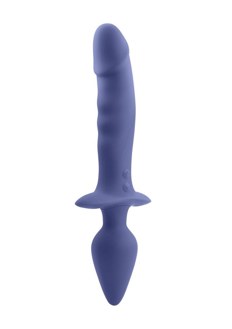 Load image into Gallery viewer, Gender X Dual Defender Rechargeable Silicone Dual Vibrator - Purple
