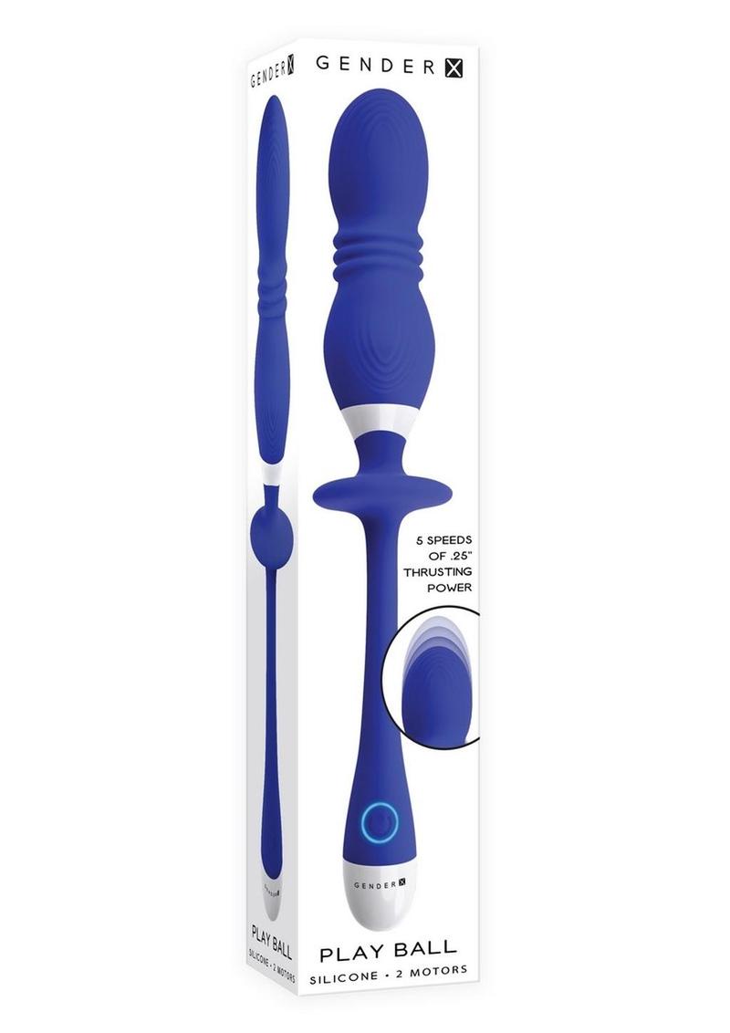 Load image into Gallery viewer, Gender X Play Ball Rechargeable Silicone Thrusting Probe - Blue
