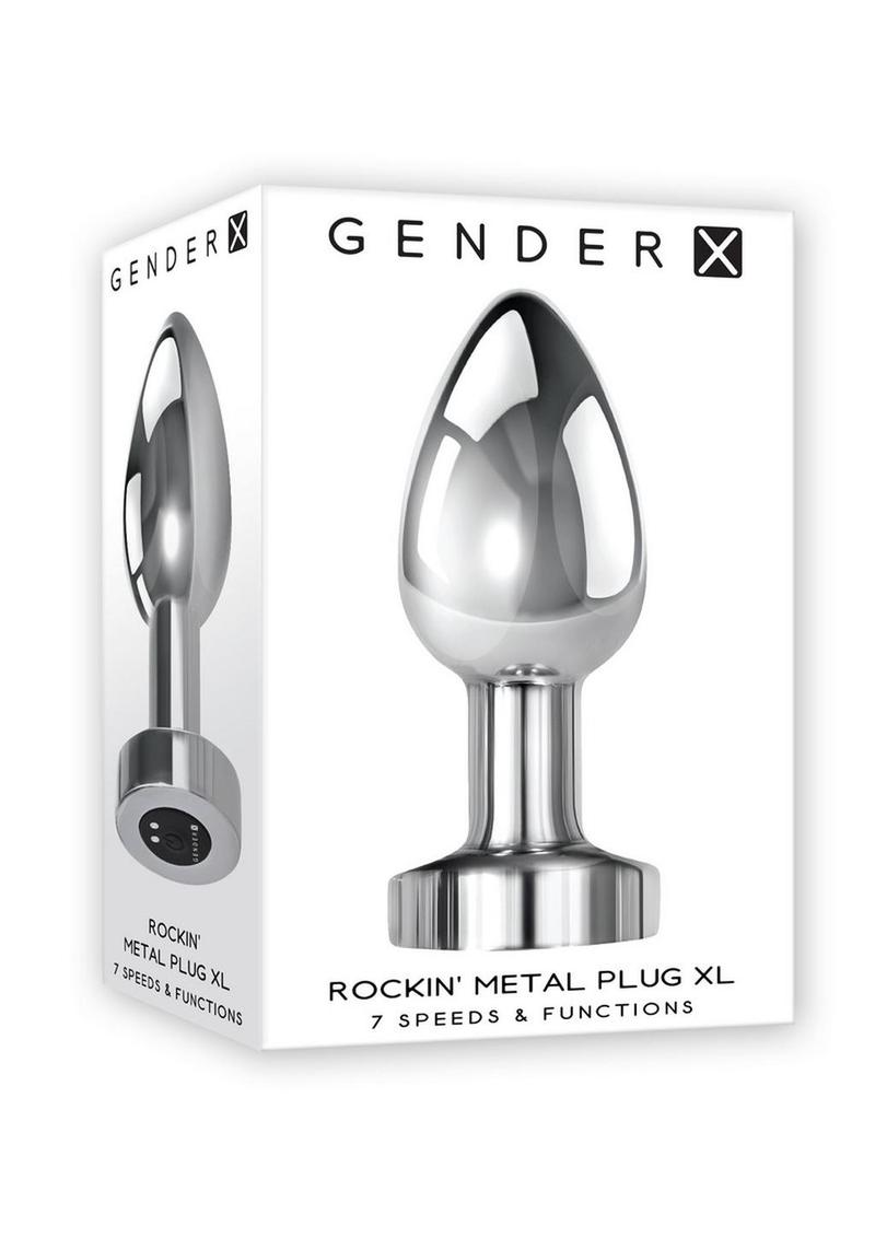 Load image into Gallery viewer, Gender X Rockin Rechargeable Metal XL Plug - Metal/Silver - XLarge
