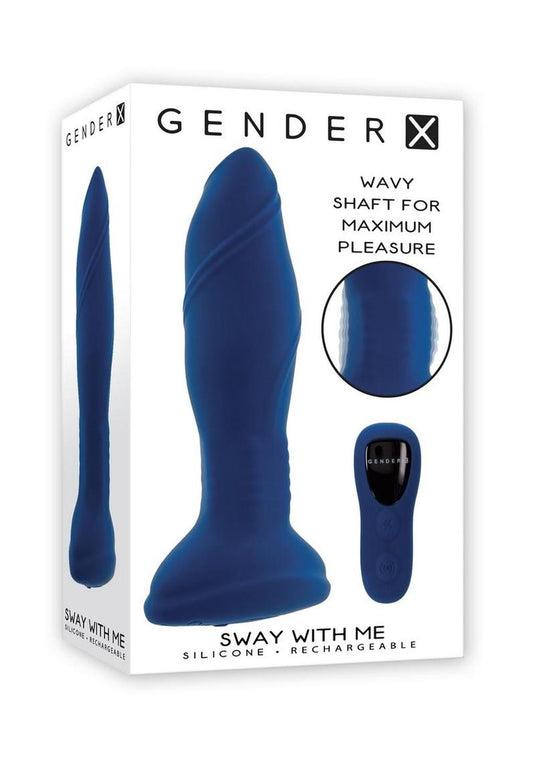 Gender X Sway with Me Rechargeable Silicone Anal Plug with Remote - Blue