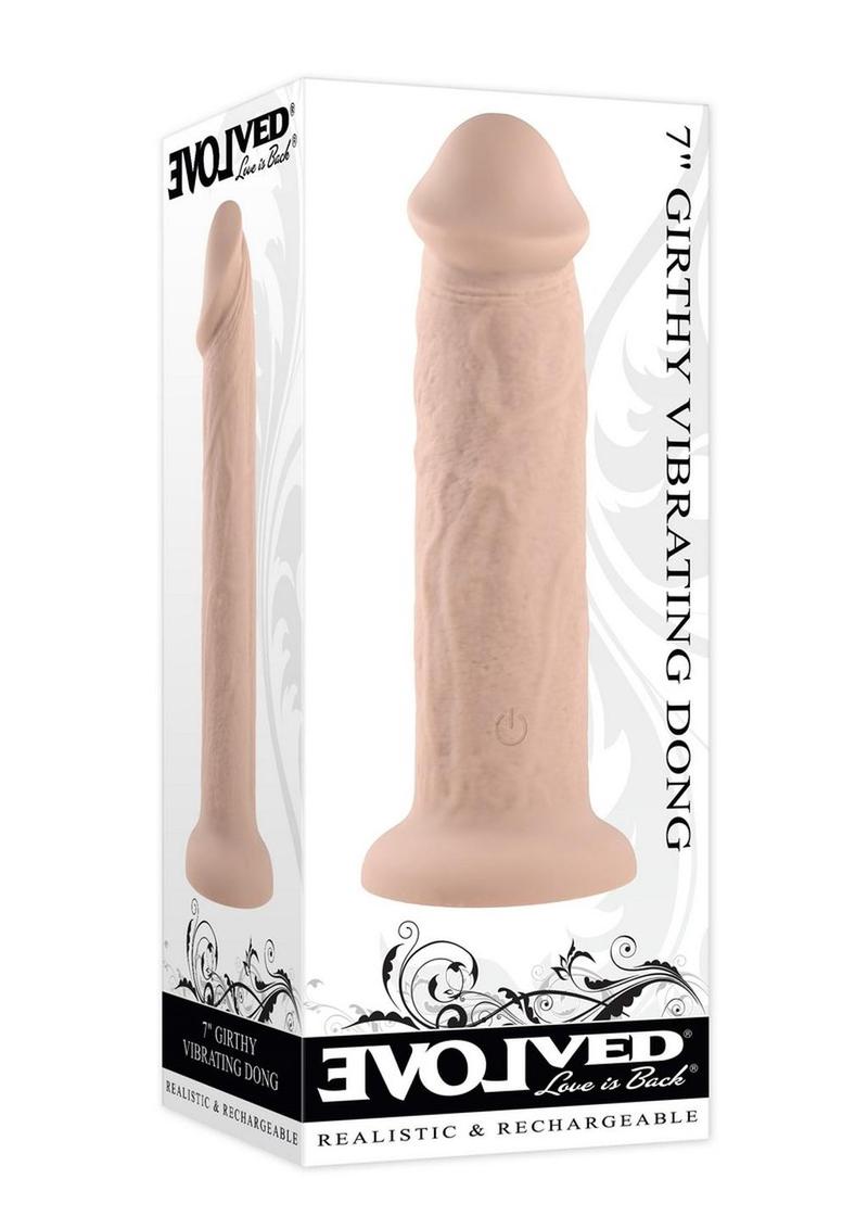 Load image into Gallery viewer, Girthy Vibrating Rechargeable Silicone Dildo - Vanilla - 7in
