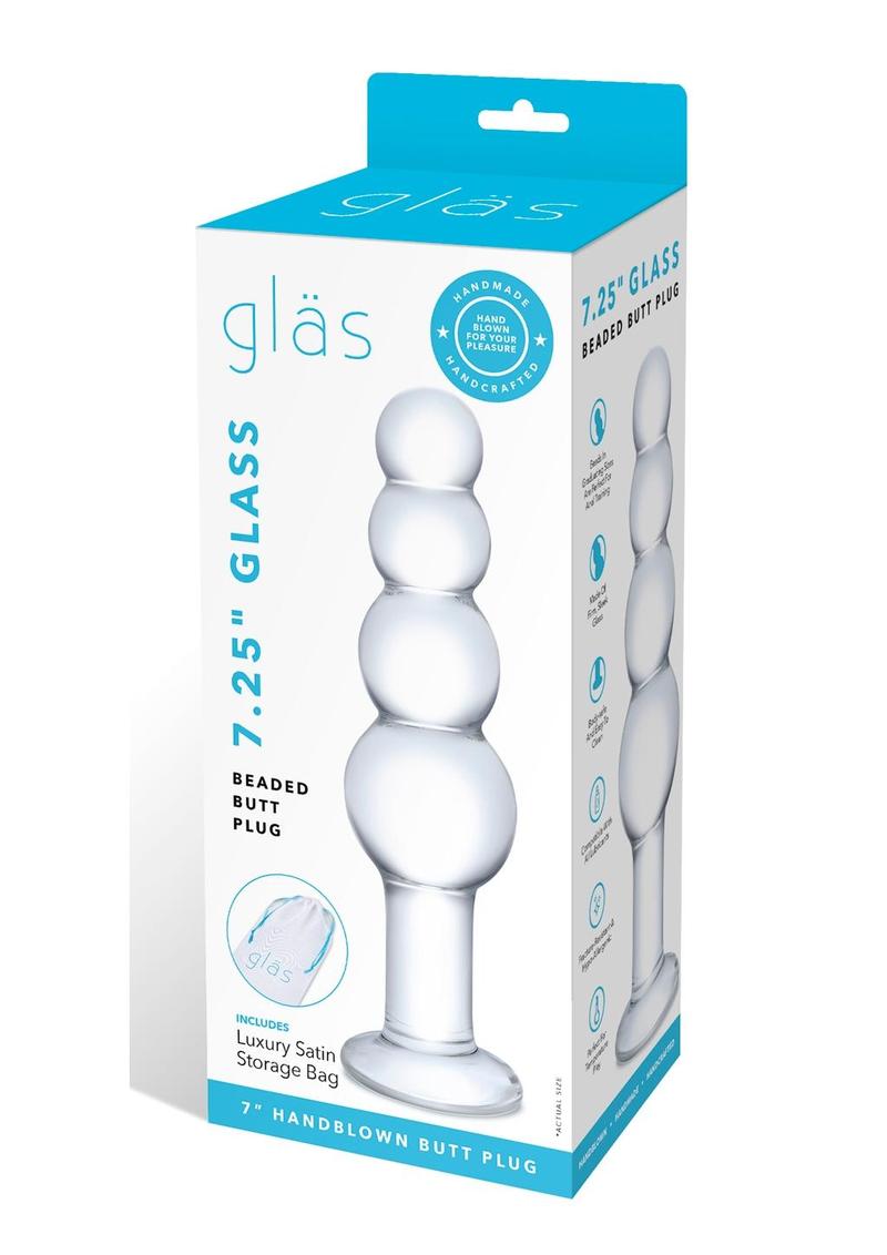 Load image into Gallery viewer, Glas Beaded Glass Butt Plug - Clear - 7.25in
