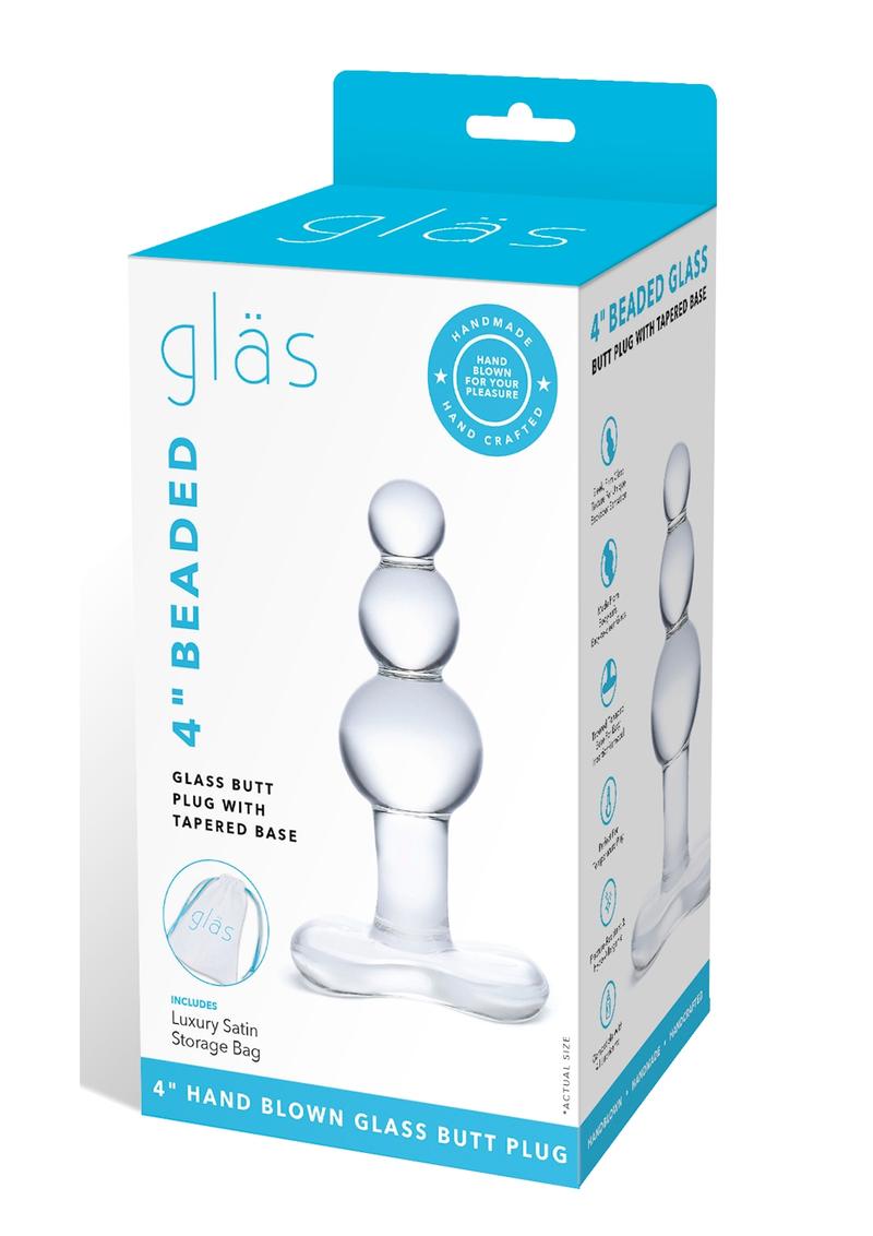 Load image into Gallery viewer, Glas Beaded Glass Butt Plug with Tapered Base - Clear
