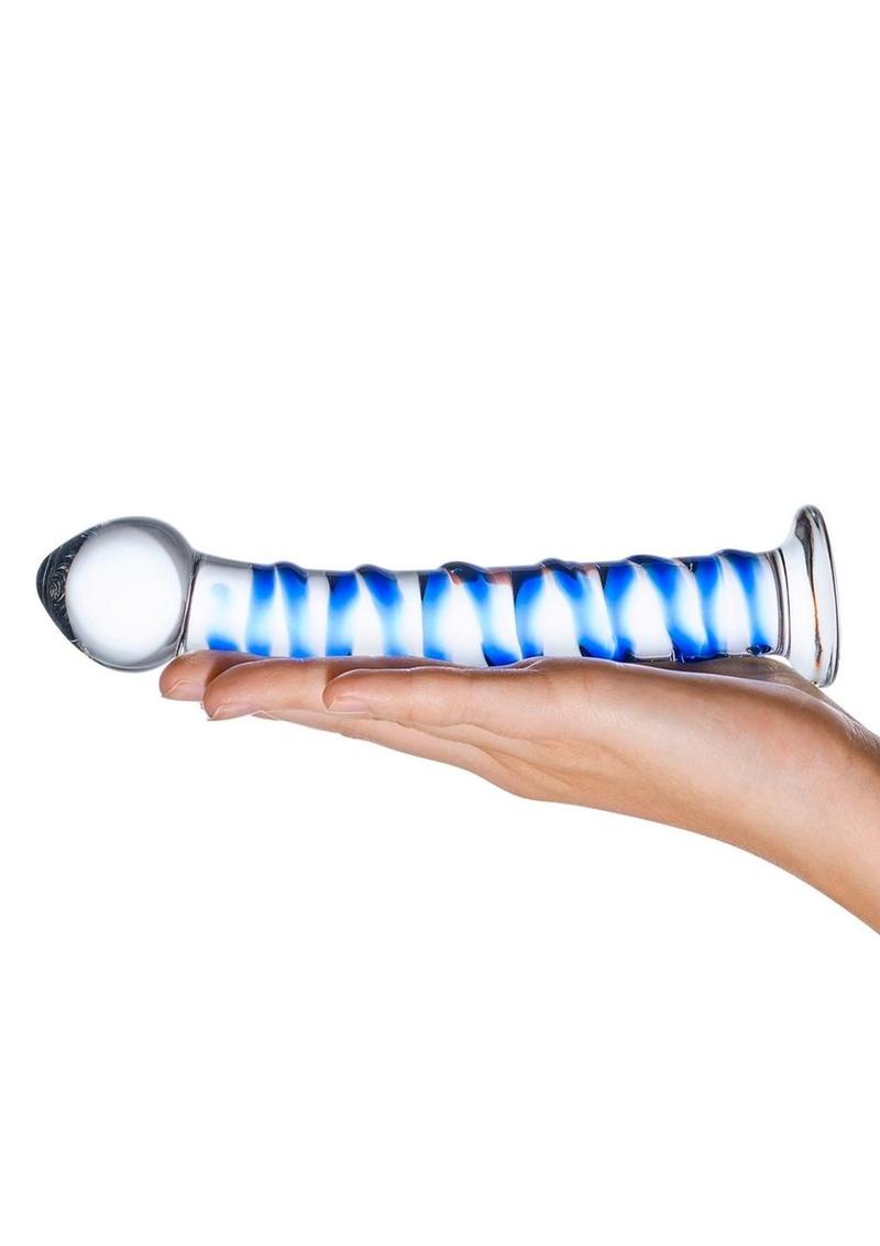 Load image into Gallery viewer, Glas Blue Spiral Glass Dildo
