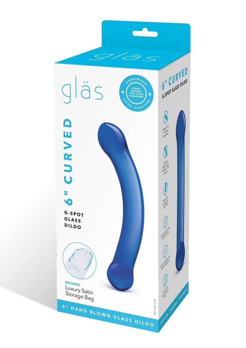 Load image into Gallery viewer, Glas Curved G-Spot Glass Dildo - Blue - 6in
