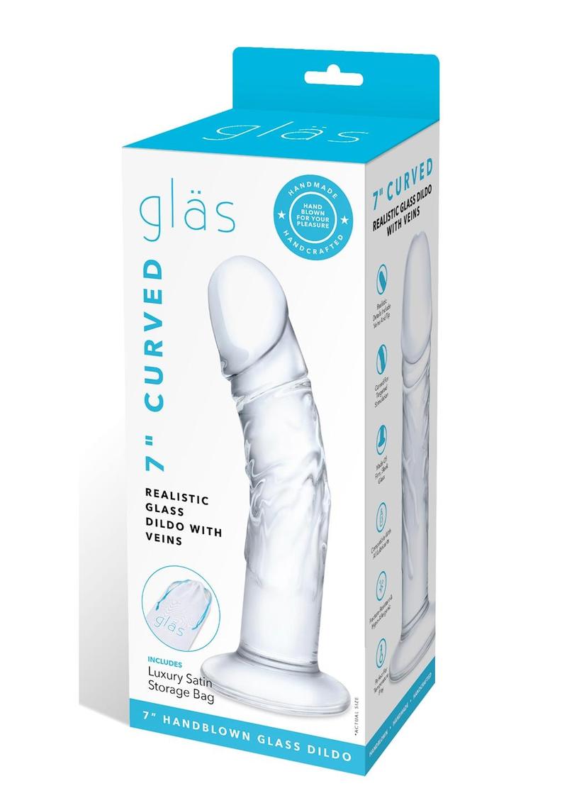 Load image into Gallery viewer, Glas Curved Realistic Glass Dildo with Veins - Clear - 7in
