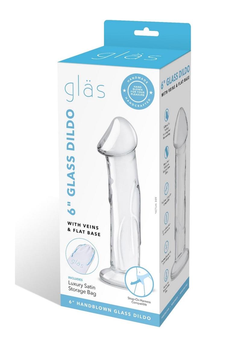 Load image into Gallery viewer, Glas Dildo Glass with Veins and Flat Base - Clear - 6in
