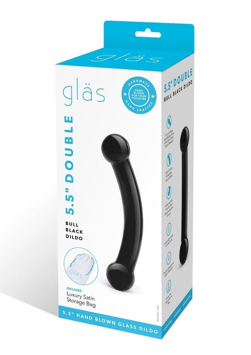 Load image into Gallery viewer, Glas Double Bull Black Dildo - Black
