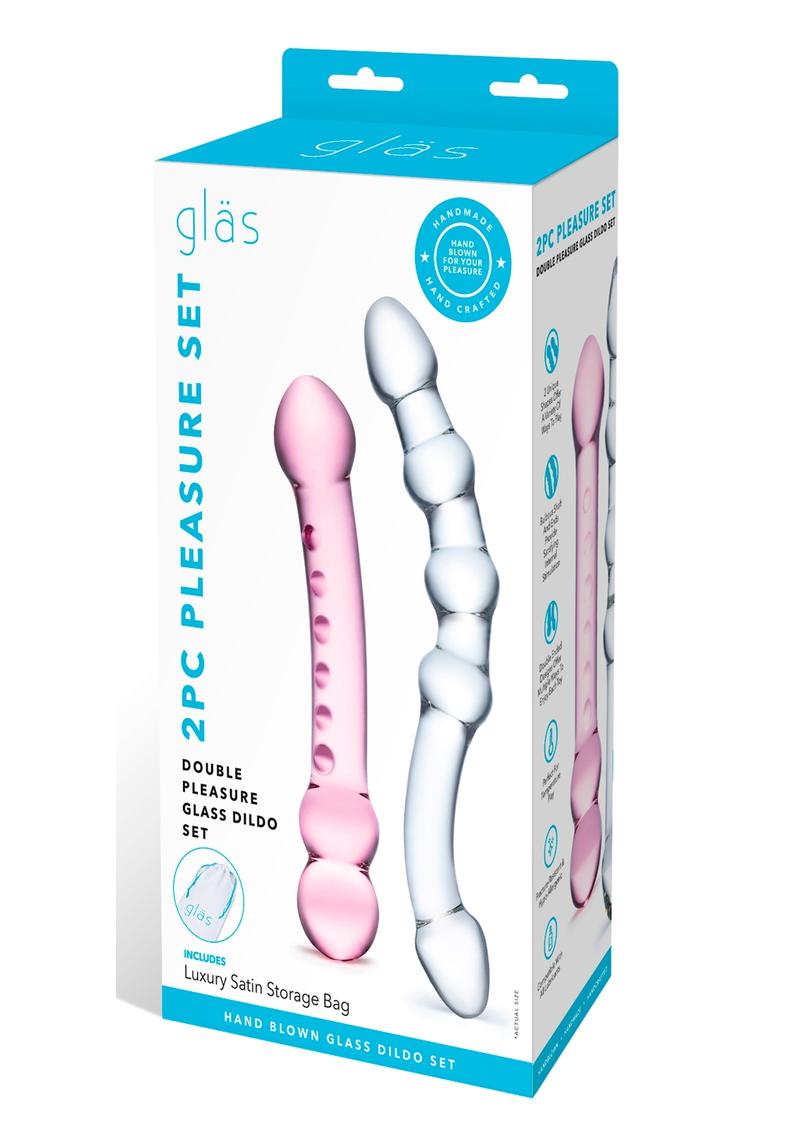 Load image into Gallery viewer, Glas Double Pleasure Glass Dildo - Pink/White - 2 Piece/Set
