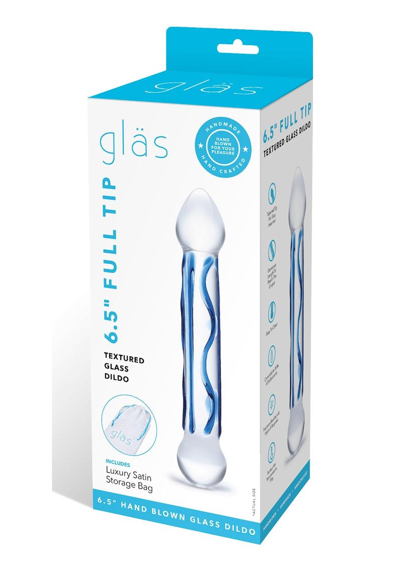 Load image into Gallery viewer, Glas Full Tip Glass Textured Dildo - Blue/Clear - 6.5in
