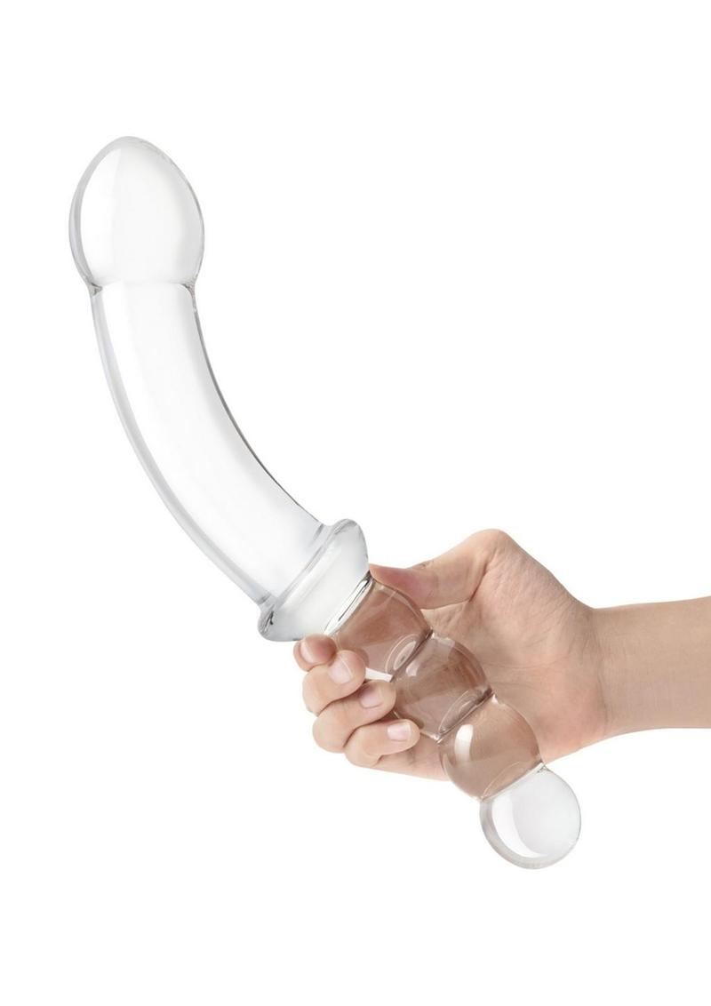 Load image into Gallery viewer, Glas Girthy Double Sided Glass Dong with Anal Bead Grip Handle
