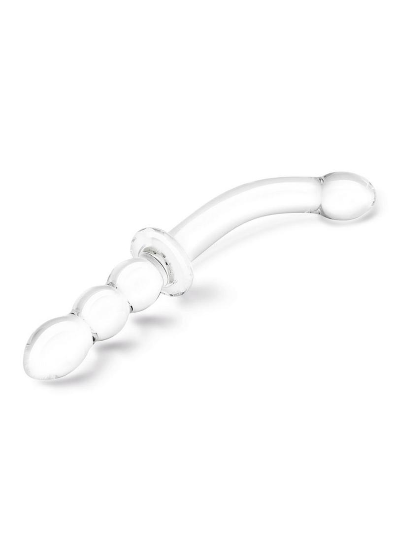 Load image into Gallery viewer, Glas Girthy Ribbed G-Spot Glass Dildo with Handle Grip Double End
