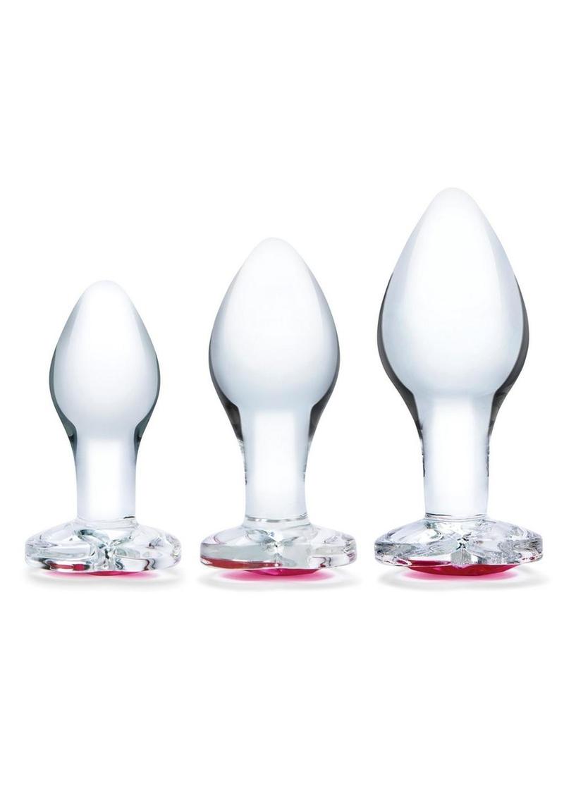 Load image into Gallery viewer, Glas Heart Jewel Glass Anal Training - Clear - 3 Piece/Set
