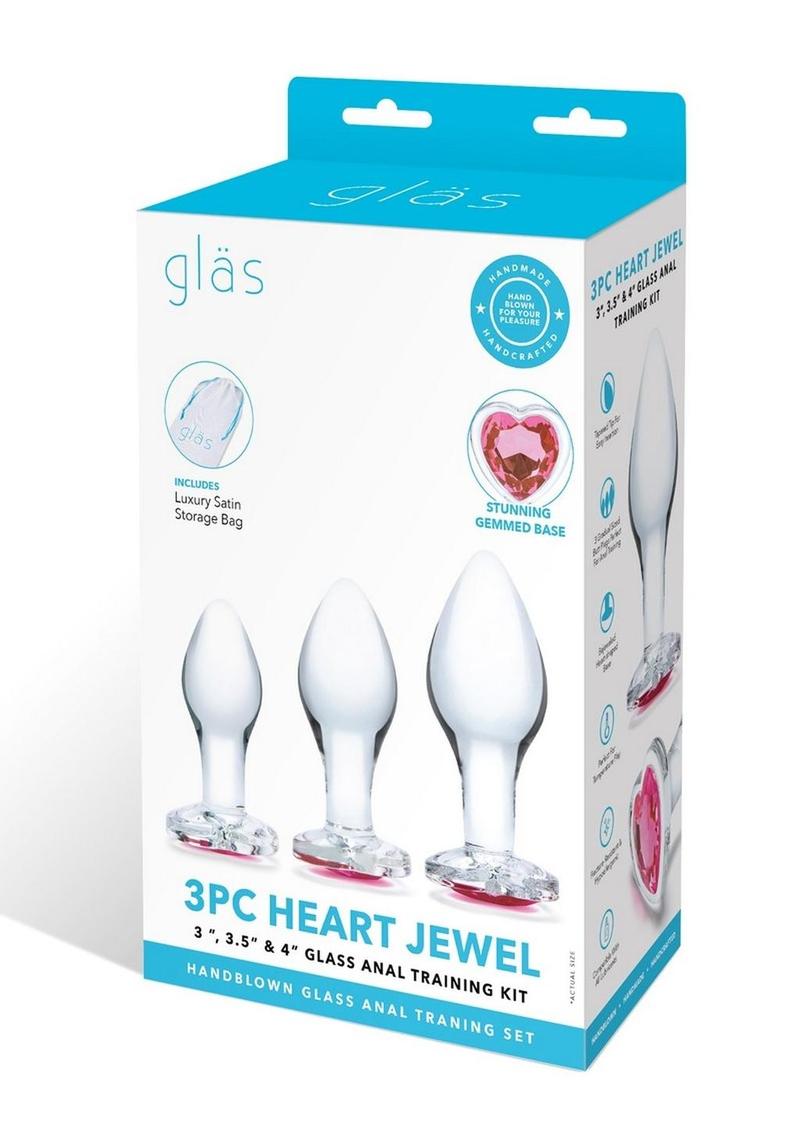 Load image into Gallery viewer, Glas Heart Jewel Glass Anal Training - Clear - 3 Piece/Set
