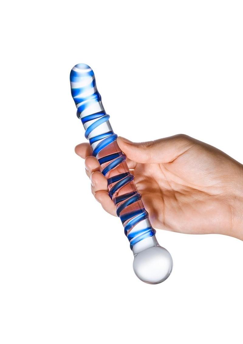 Load image into Gallery viewer, Glas Mr. Swirly G-Spot Glass Textured Dildo
