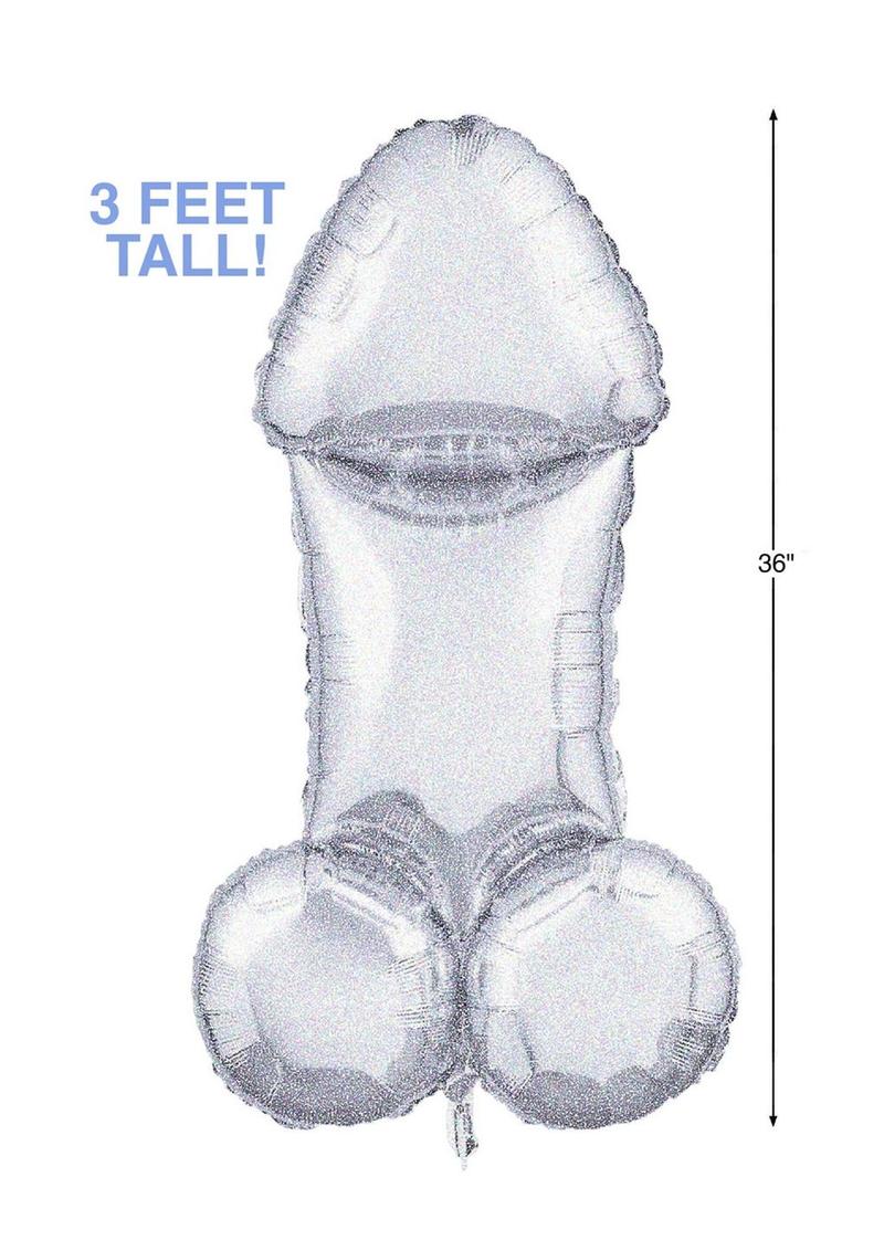 Load image into Gallery viewer, Glitterati Disco Penis 3ft. Mylar Balloon - Black/Silver
